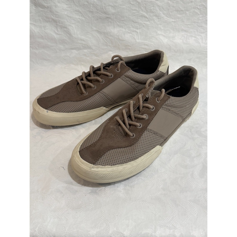 Sperry Soletide Racy Sneaker Men 11.5 Taupe Perforated Leather Casual